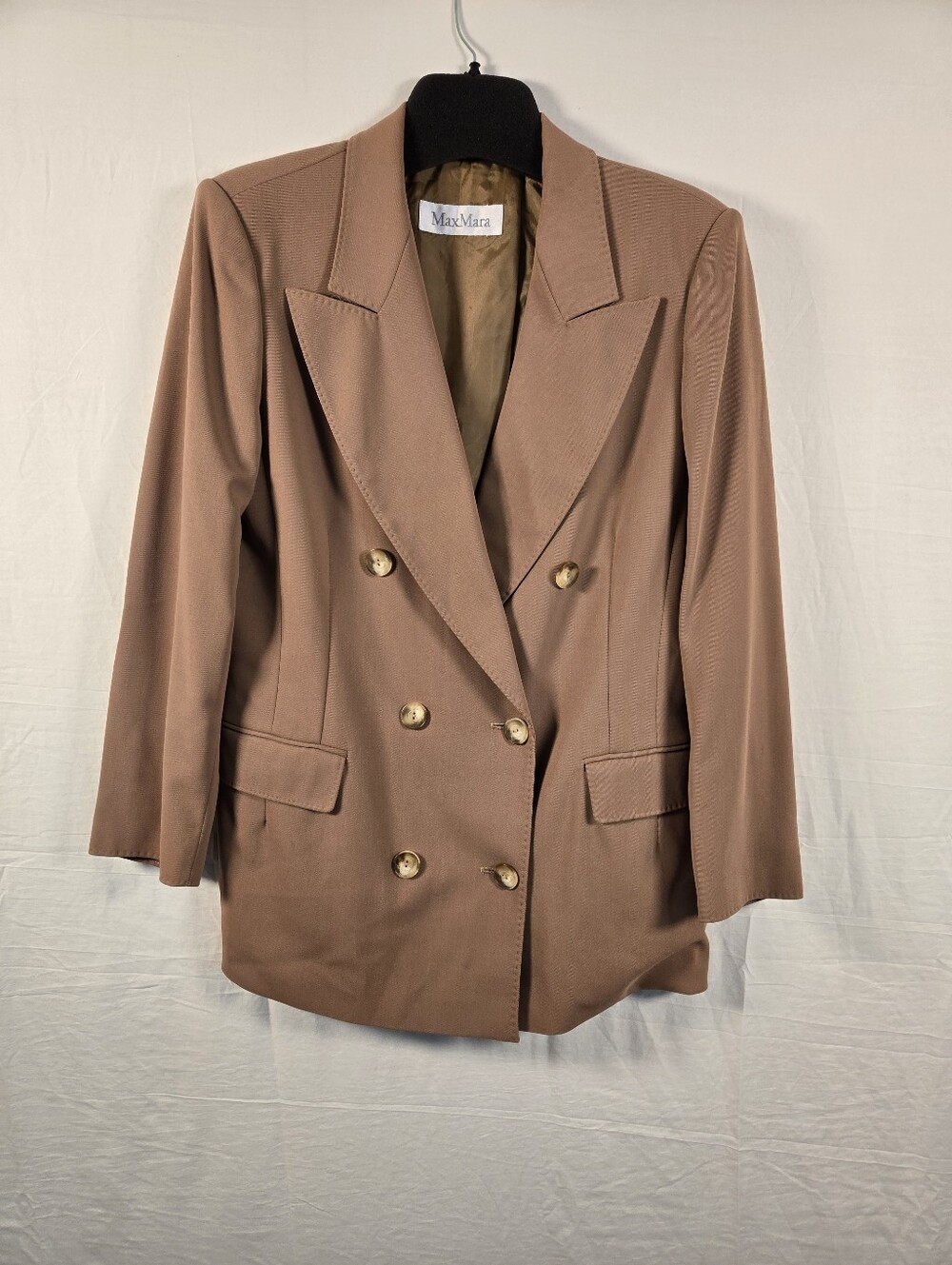 MaxMara Camel Double-Breasted Blazer with Six Button Layout